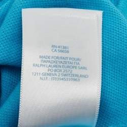 Pre Owned Ralph Lauren Kids Blue Embroidered Cotton Polo T-Shirt 3M