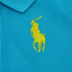 Pre Owned Ralph Lauren Kids Blue Embroidered Cotton Polo T-Shirt 3M