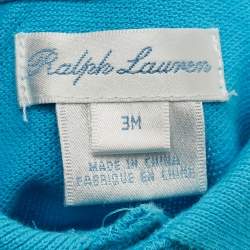 Pre Owned Ralph Lauren Kids Blue Embroidered Cotton Polo T-Shirt 3M