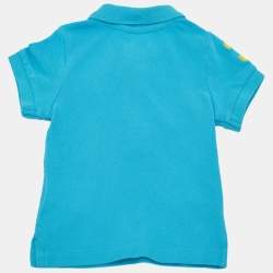 Pre Owned Ralph Lauren Kids Blue Embroidered Cotton Polo T-Shirt 3M