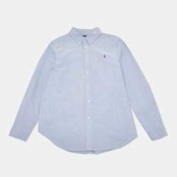 Pre Owned Ralph Lauren Blue Cotton Button Down Shirt Size 14-16 Yrs 