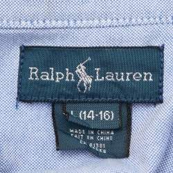 Pre Owned Ralph Lauren Blue Cotton Button Down Shirt Size 14-16 Yrs