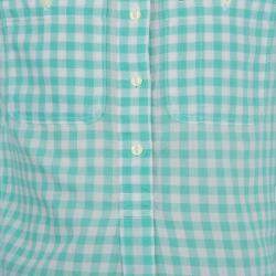 Ralph Lauren White and Green Checked Long Sleeve Button-Down Cotton Shirt 6 Yrs