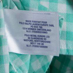 Ralph Lauren White and Green Checked Long Sleeve Button-Down Cotton Shirt 6 Yrs