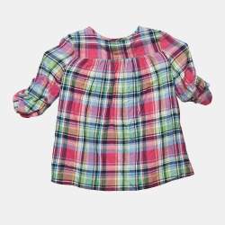 Ralph Lauren Pink/Blue Checks Cotton Ruffled Tunic Top 6 Yrs 