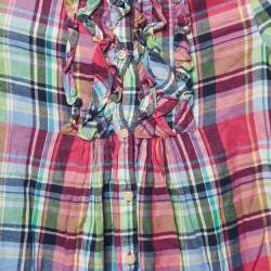Ralph Lauren Pink/Blue Checks Cotton Ruffled Tunic Top 6 Yrs 