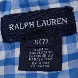 Pre Owned Ralph Lauren Kids Blue Gingham Quilted Jacket S/7 Yrs