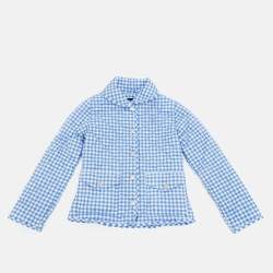 Pre Owned Ralph Lauren Kids Blue Gingham Quilted Jacket S/7 Yrs