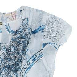 Pre Owned Roberto Cavalli Angels White Printed Tiered Maxi Dress 10 Yrs