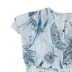 Pre Owned Roberto Cavalli Angels White Printed Tiered Maxi Dress 10 Yrs