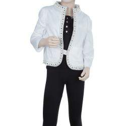 Roberto Cavalli Angels White Leather Trim Jacket 10 Yrs 