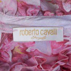 توب روبرتو كافالي أنجلز كم طويل كرانيش ونقوش أزهار حرير وردي 6 سنوات