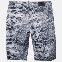 Roberto Cavalli Kids Blue Lizard Print Gabardine Bermuda Shorts L