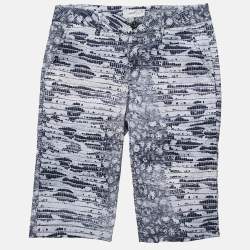 Roberto Cavalli Kids Blue Lizard Print Gabardine Bermuda Shorts L