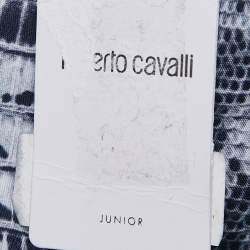 Roberto Cavalli Kids Blue Lizard Print Gabardine Bermuda Shorts L