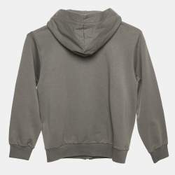 Roberto Cavalli Grey Logo Embroidery Cotton Knit Zip-Up Hooded Jacket 8 Yrs