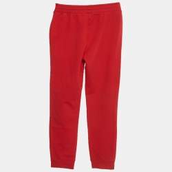 Pre Owned Roberto Cavalli Boys Red Logo Silicon Patch Fleece Pants M