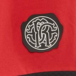 Pre Owned Roberto Cavalli Boys Red Logo Silicon Patch Fleece Pants M