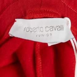 Pre Owned Roberto Cavalli Boys Red Logo Silicon Patch Fleece Pants M
