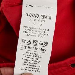 Pre Owned Roberto Cavalli Boys Red Logo Silicon Patch Fleece Pants M