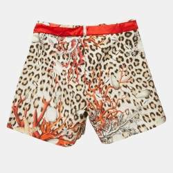 Roberto Cavalli Kids Brown/Red Leopard Print Cotton Shorts 10 Yrs 
