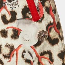 Roberto Cavalli Kids Brown/Red Leopard Print Cotton Shorts 10 Yrs 