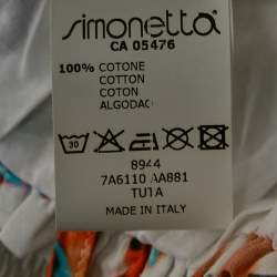 Pre Owned Roberto Cavalli Kids White/Orange Floral Print Cotton Shirring Jumpsuit 10 Yrs 