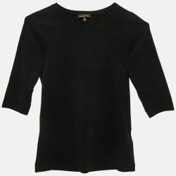 Pre Owned Roberto Cavalli Kids Black Floral Print Silk Top 8 Yrs