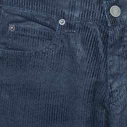 Pre Owned Roberto Cavalli Navy Blue Striped Denim Jeans 10 Yrs