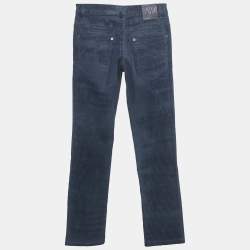 Pre Owned Roberto Cavalli Navy Blue Striped Denim Jeans 10 Yrs