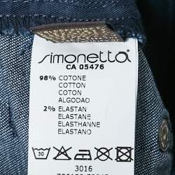 Pre Owned Roberto Cavalli Navy Blue Striped Denim Jeans 10 Yrs