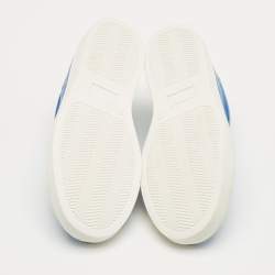 Pre Owned Roberto Cavalli Blue Lizard Embossed Leather Slip On Sneakers Size 35