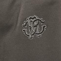 Roberto Cavalli Junior Grey Logo Embroidery Cotton Knit Joggers 8 Yrs