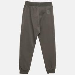 Roberto Cavalli Junior Grey Logo Embroidery Cotton Knit Joggers 8 Yrs