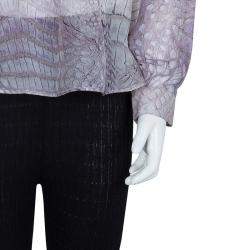 Roberto Cavalli Reptile Print Silk Bow Detail Long Sleeve Blouse 6 Yrs