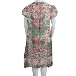 Roberto Cavalli Printed Silk Elasticated Hem Dress XS
