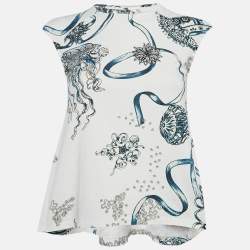 Pre Owned Roberto Cavalli White Jelly Fish Print Jersey T-Shirt 10Yrs 