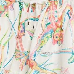 Pre Owned Roberto Cavalli Kids White Printed Cotton Drawstring Skirt 10 Yrs 