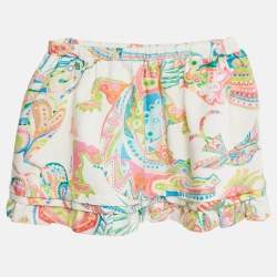 Pre Owned Roberto Cavalli Kids White Printed Cotton Drawstring Skirt 6 Yrs 