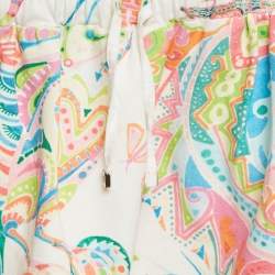 Pre Owned Roberto Cavalli Kids White Printed Cotton Drawstring Skirt 6 Yrs 