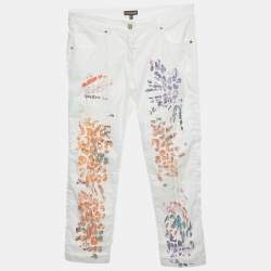 Pre Owned طقم روبرتو كافالي للأطفال جيرسي أبيض مزين بالترتر كبير (12/14 سنة)