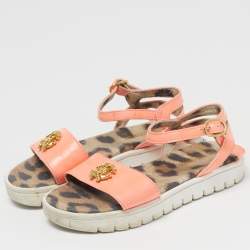 Pre Owned Roberto Cavalli Size 27 Pink Patent Leather Ankle Strap Sandals