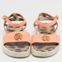 Pre Owned Roberto Cavalli Size 27 Pink Patent Leather Ankle Strap Sandals