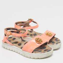 Pre Owned Roberto Cavalli Size 27 Pink Patent Leather Ankle Strap Sandals