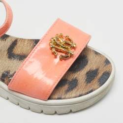 Pre Owned Roberto Cavalli Size 27 Pink Patent Leather Ankle Strap Sandals