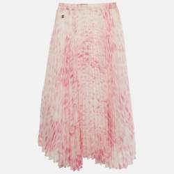 مملوكة مسبقًا Roberto Cavalli Kids Pink Printed Chiffon Plisse Skirt 6 Yrs