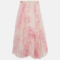 Pre Owned Roberto Cavalli Kids Pink Printed Chiffon Plisse Skirt 6 Yrs