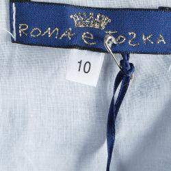 Roma e Tosca Blue & White Square Print Sleeveless Dress 10 Yrs 