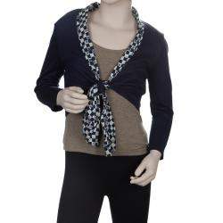 Roma e Tosca Navy Blue Printed Trim Bolero Top 12 Yrs 