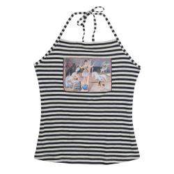 Roma e Tosca Monochrome Striped Patch Print Halter Top 10 Yrs